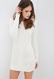 WHITE KNIT LACE-UP SIDE SWEATER DRESS